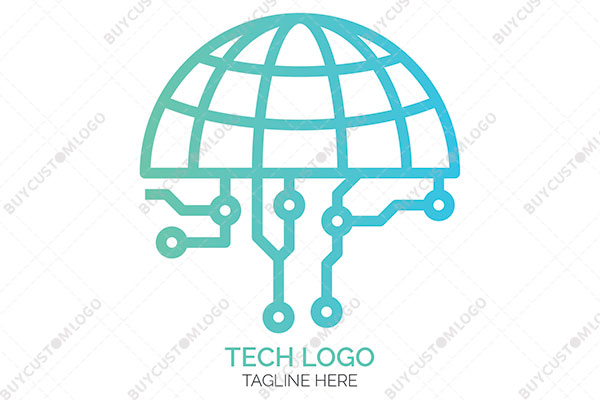 The Globe Connected with a Network of Nodes Logo