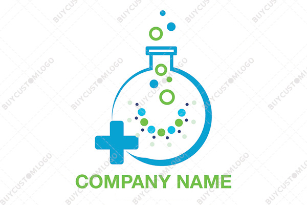 red cross and round bottomed flask logo