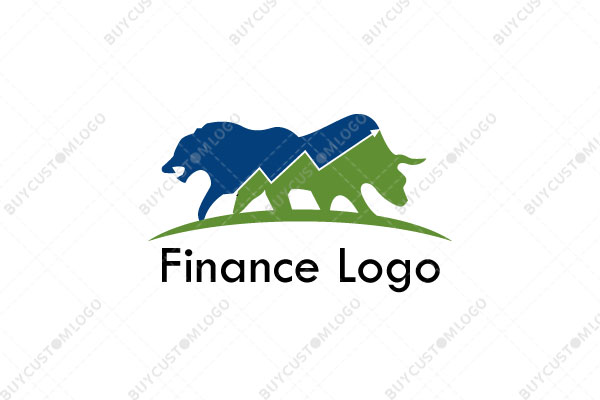 furious lion and charging bull logo