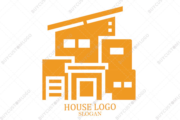 urban house building with garage logo