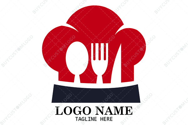 cutlery stand and chef hat logo
