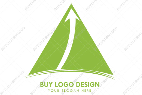 ascending arrow in a triangle with circular lines logo