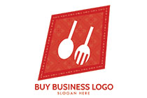 Square Abstract with a Spoon and a Fork Logo