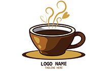 realistic coffee cup on saucer logo