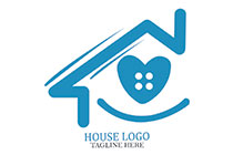 happy house with heart mascot logo