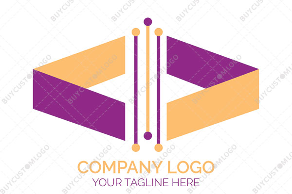 direction arrows and network lines logo