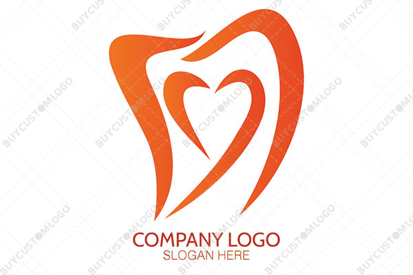 abstract tooth with heart linework logo