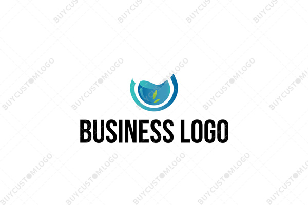 abstract water body seal with leaves logo