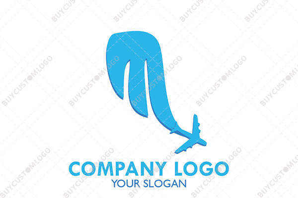 flying aeroplane letter m blue logo
