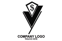 letter v and y with a dollar shield logo