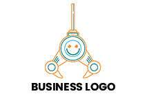 minimalistic mechanical arm with a smiley logo