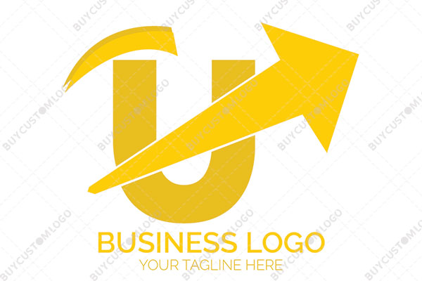 letter u with arrow and speedometer line logo