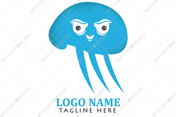 happy raining cloud jellyfish logo