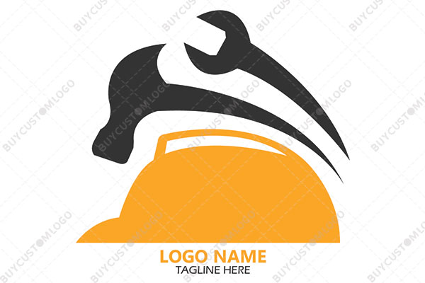 abstract spanner, hammer and safety hat logo