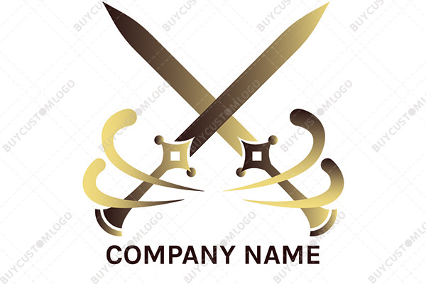letter x sword golden and black logo