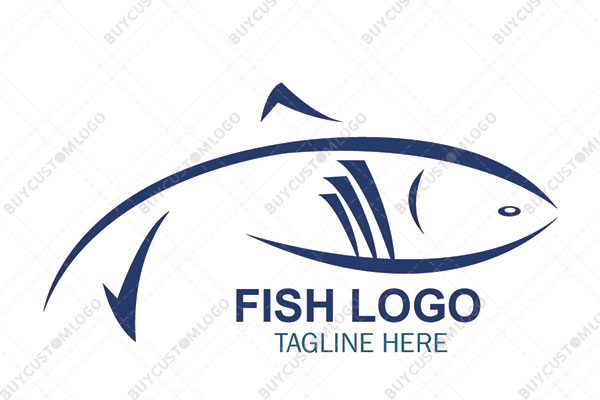 sketched fish blue logo