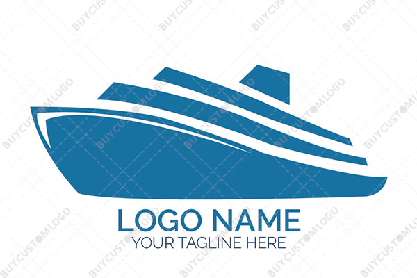 deformed silhouette style blue yacht logo