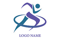 abstract running athlete with a ring logo