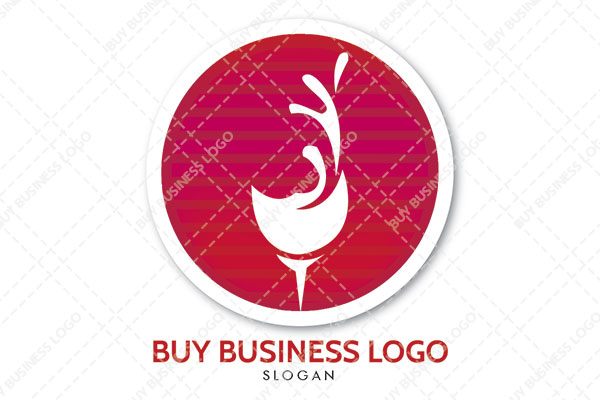 Red Circle Abstract with White Borders, within it a Wine Glass Logo
