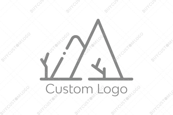 abstract mountains and trees grey sketch logo