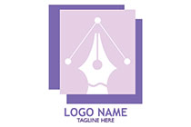 fountain pen and sharing icon in a frame logo