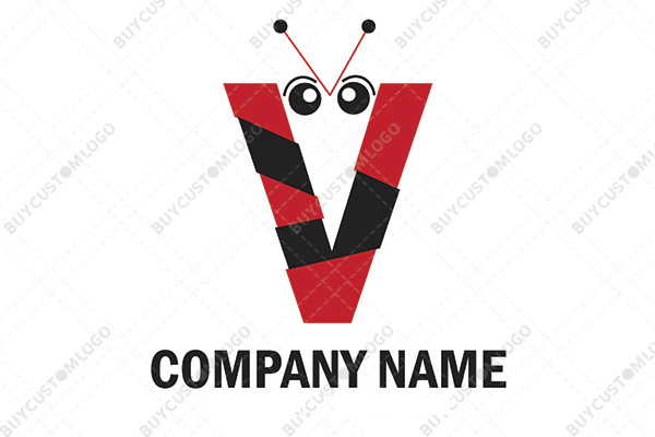 v letter mascot antenna logo