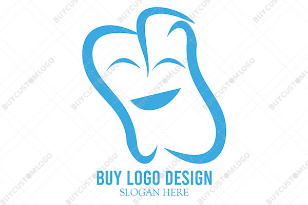 happy cartoon face blue logo