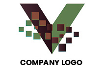 v letter organic media logo