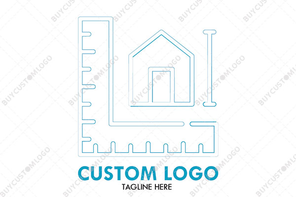 hut with a square ruler and timeline logo