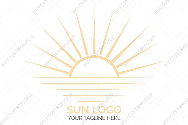 sun on a body of water sketched style logo