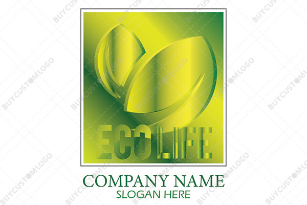 green metallic leaves logo