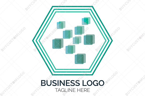 Layers Forming a Pentagon within it are Multiple Square Images Logo