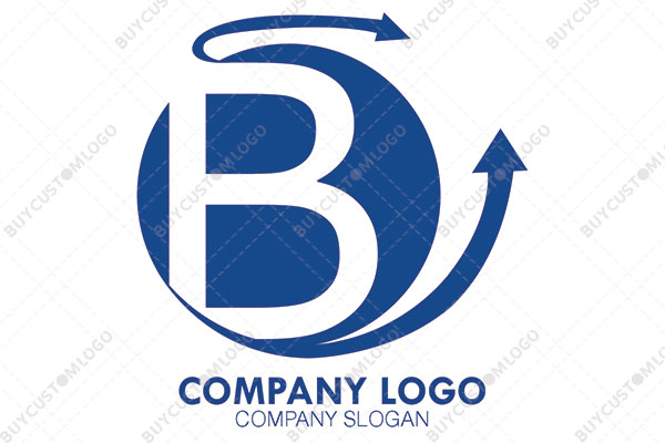 letter b in a seal with arrows logo