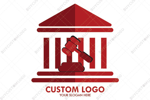 gavel and abstract court building logo