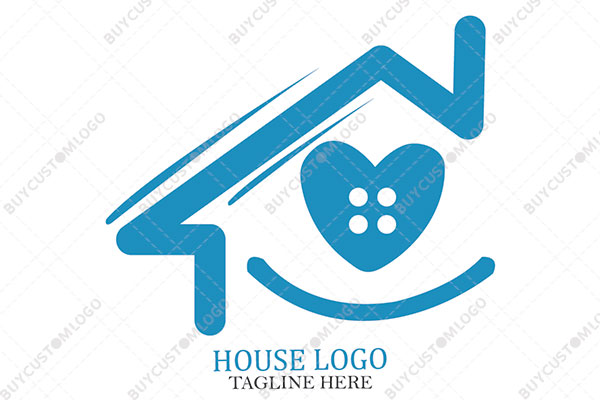 happy house with heart mascot logo