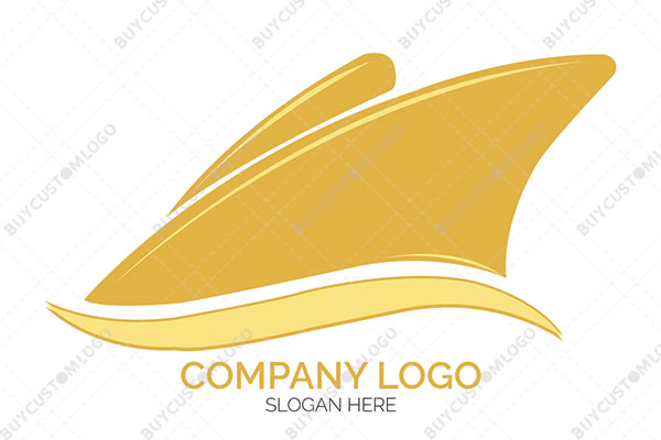 abstract boat or shark fin on water logo