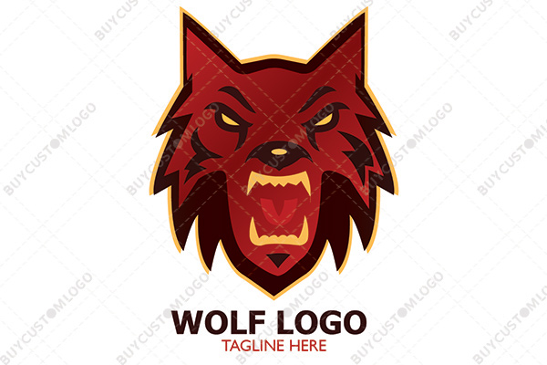 angry wolf with bolt elements logo