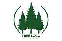 the tall pine trees in circular lines logo