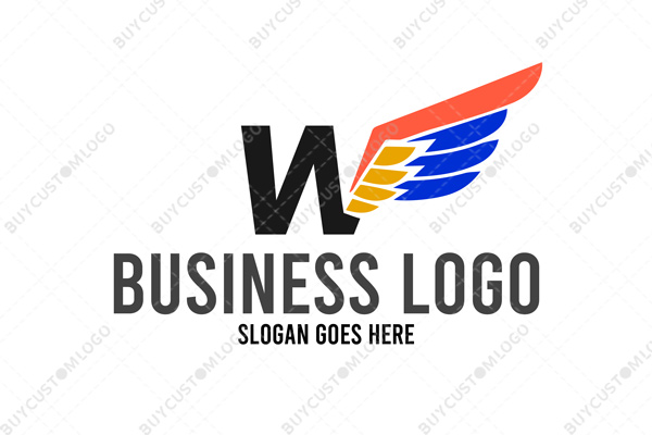w letter colourful wing logo