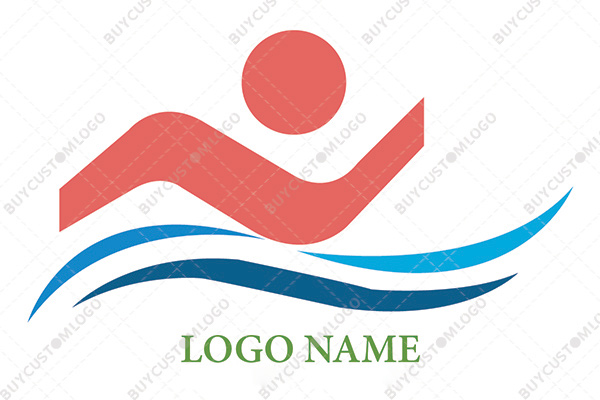 abstract swimmer minimalistic logo