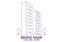 tall apartment buildings line style logo