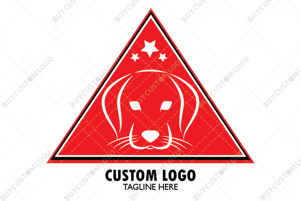 abstract bassador dog in a triangle with stars logo