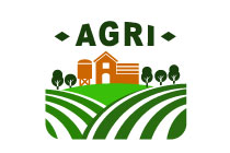 house, water tank tower and trees on fields logo