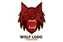 angry wolf with bolt elements logo