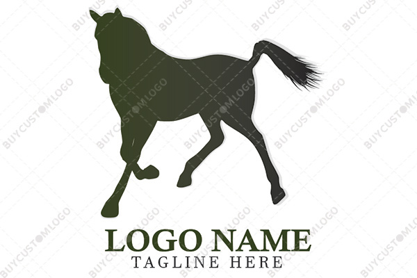 playful black and green horse silhouette logo
