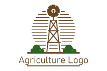 sketch style wind mill with bushes logo