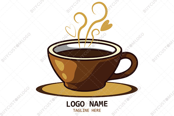 realistic coffee cup on saucer logo