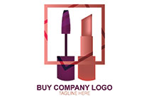 abstract mascara and lipstick in a frame logo