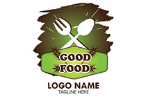 fork and spoon with wheat and typography logo
