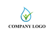 water drop and abstract tick person logo